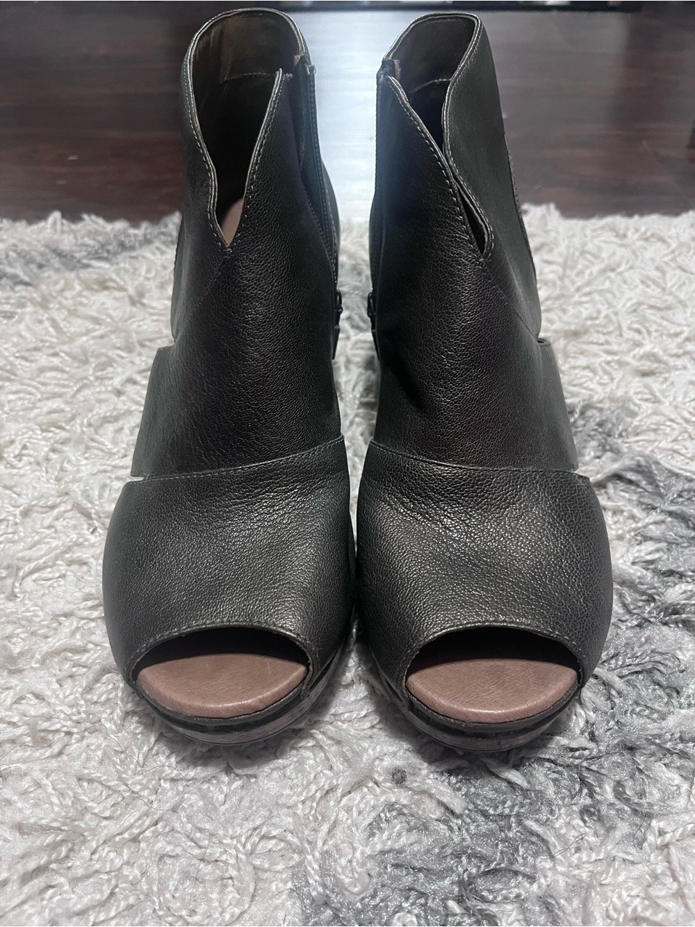 Dansko Black Leather Peep-Toe Mules